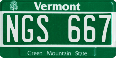 VT license plate NGS667
