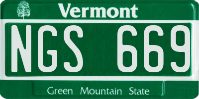 VT license plate NGS669
