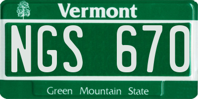 VT license plate NGS670