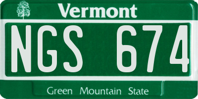 VT license plate NGS674