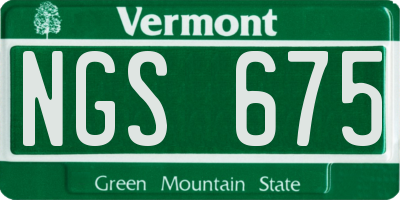 VT license plate NGS675