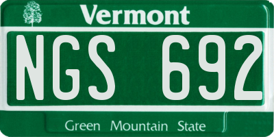 VT license plate NGS692