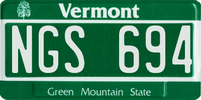 VT license plate NGS694