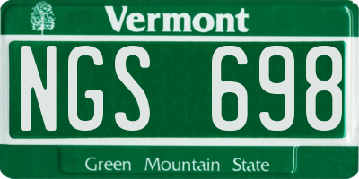 VT license plate NGS698