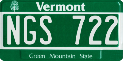 VT license plate NGS722