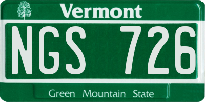VT license plate NGS726