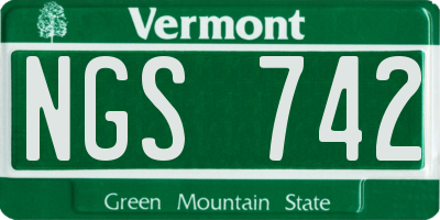 VT license plate NGS742