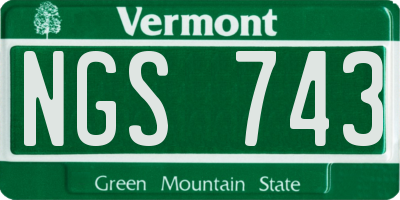VT license plate NGS743