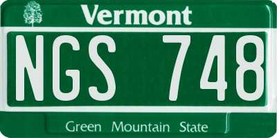VT license plate NGS748