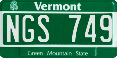 VT license plate NGS749