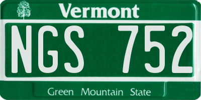 VT license plate NGS752