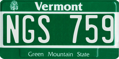 VT license plate NGS759
