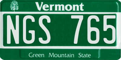 VT license plate NGS765