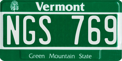 VT license plate NGS769