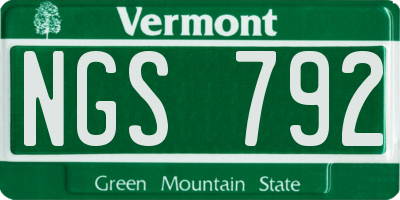 VT license plate NGS792