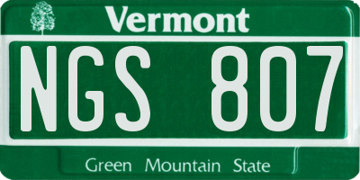 VT license plate NGS807