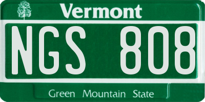 VT license plate NGS808