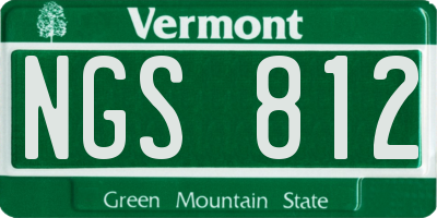 VT license plate NGS812