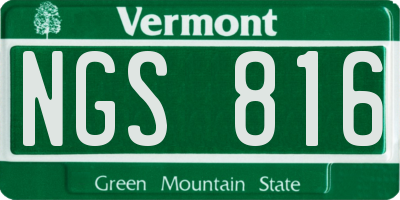 VT license plate NGS816