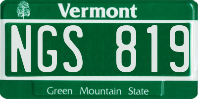 VT license plate NGS819