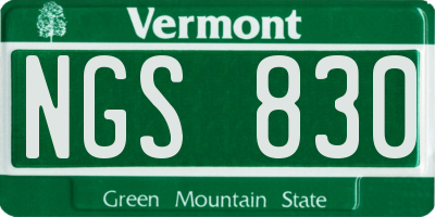 VT license plate NGS830