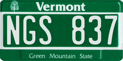VT license plate NGS837