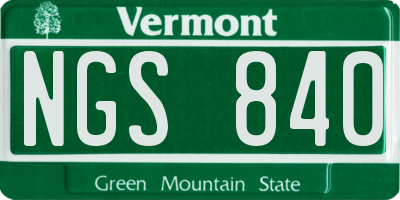VT license plate NGS840