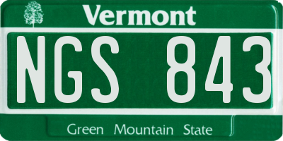 VT license plate NGS843
