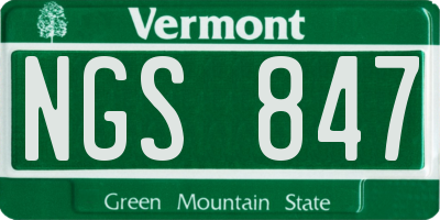 VT license plate NGS847