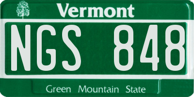 VT license plate NGS848