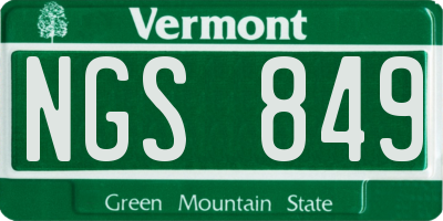 VT license plate NGS849