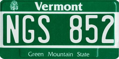 VT license plate NGS852