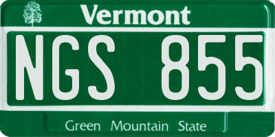 VT license plate NGS855