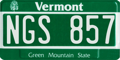 VT license plate NGS857