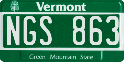 VT license plate NGS863