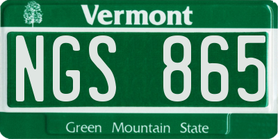VT license plate NGS865