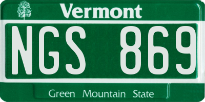 VT license plate NGS869