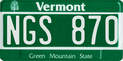 VT license plate NGS870
