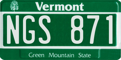 VT license plate NGS871