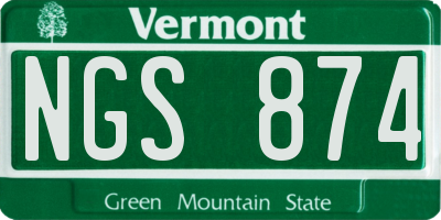VT license plate NGS874
