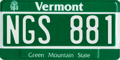 VT license plate NGS881