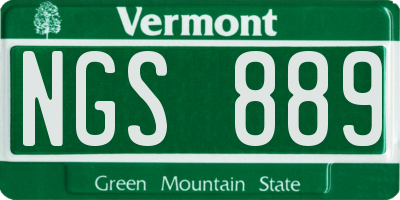 VT license plate NGS889