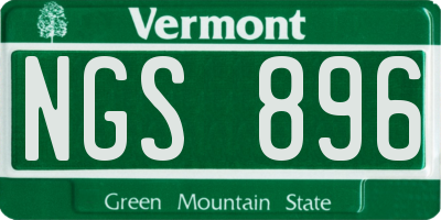 VT license plate NGS896