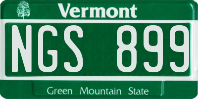 VT license plate NGS899