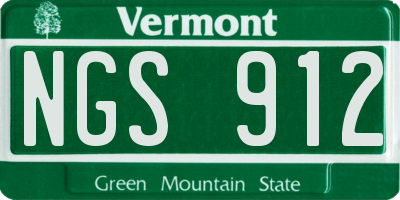 VT license plate NGS912