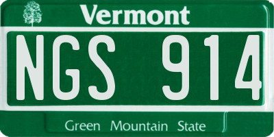 VT license plate NGS914