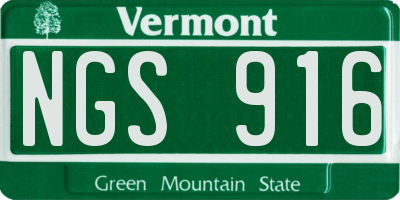 VT license plate NGS916