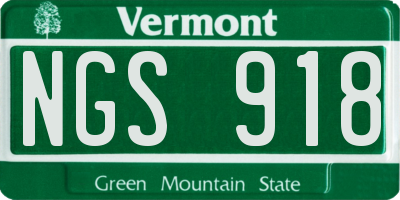 VT license plate NGS918