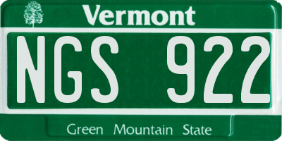 VT license plate NGS922