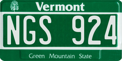 VT license plate NGS924